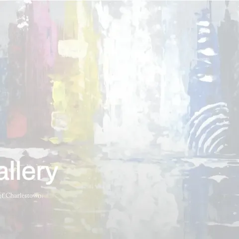 Charlestown Art Gallery website homepage, showing a Caribbean and African diaspora artwork banner